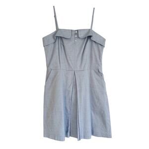 Jenni Kayne Mini Dress Classic Quiet Luxury Blue Pleated Preppy Minimalist